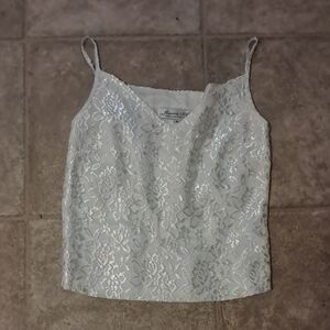 Jessica Ash Ivory Lace Line Camisole with Lace Spaghetti Straps Back Zip Size 4
